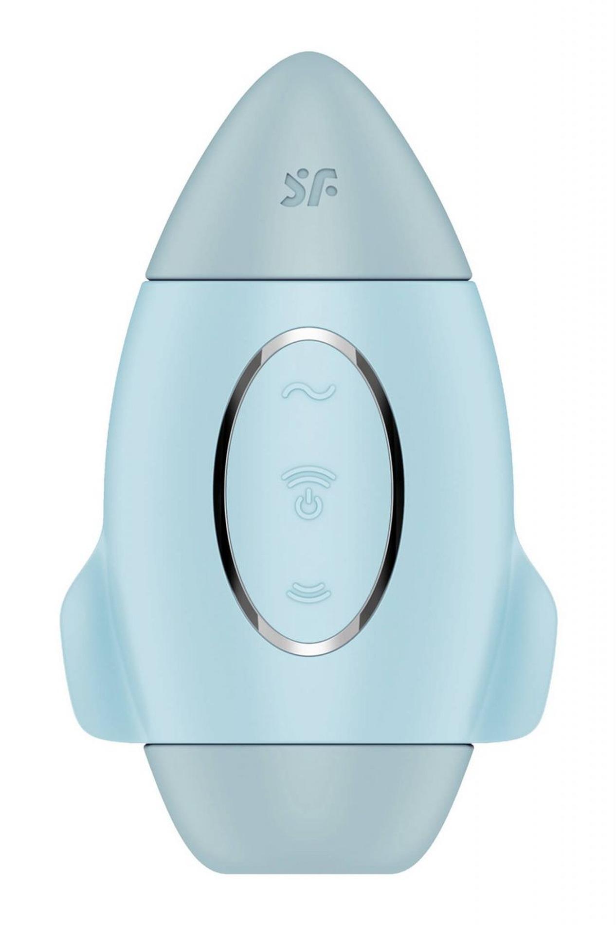 Вакуумный вибратор двойного действия в виде Ракеты Satisfyer Mission Control, голубой