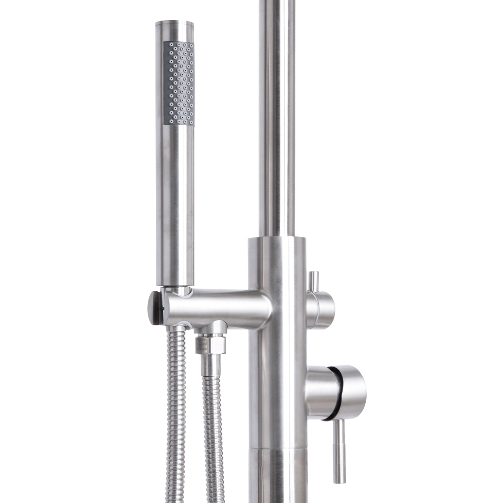 Змішувач для ванни підлоговий з душовим гарнітуром Lidz Aria 004 Nickel