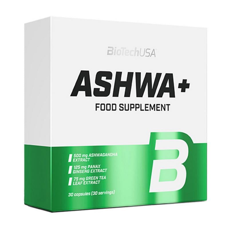 Ашваганда BioTechUSA Ashwa+ 500 мг с женьшенем и зеленым чаем 30 капс.