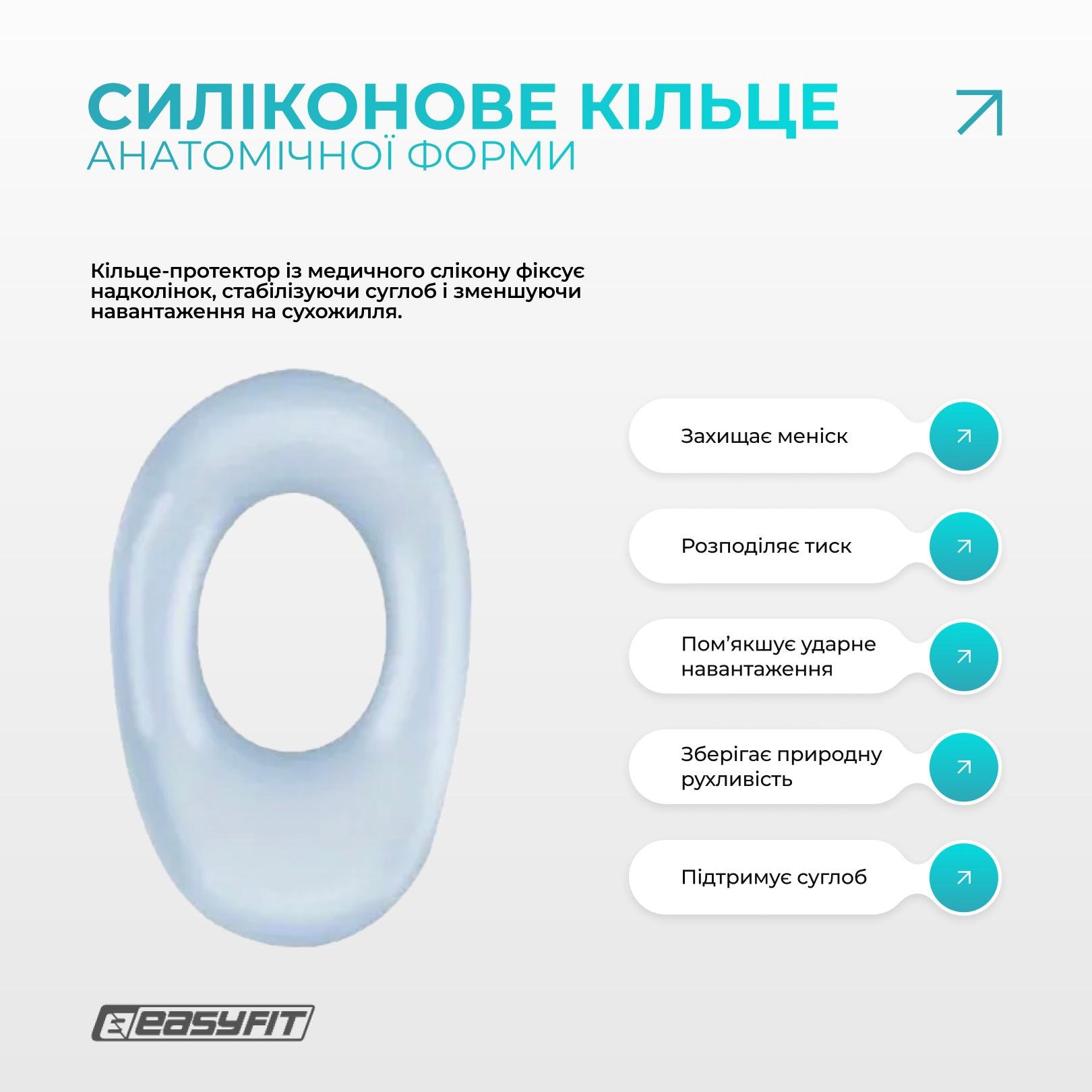 Бандаж ортопедический для коленного сустава с ребрами жесткости и силиконовой вставкой Серый L (EF-0079-L) - фото 4