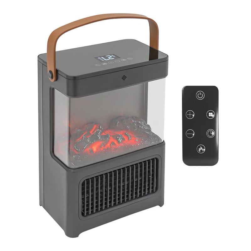 Тепловентилятор керамічний Lesko YND-BL-02 Flame з пультом/3D-ефект каміна (31160152)