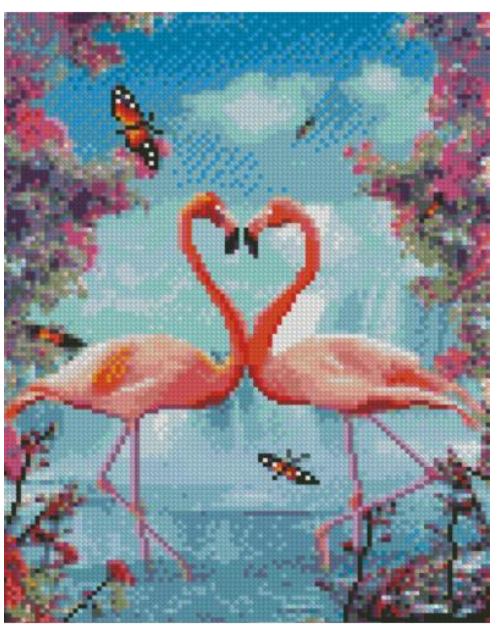 Алмазная мозаика HX302 Влюбленные фламинго 40x30 см Алмазная мозаика HX302 Влюбленные фламинго 40x30 см