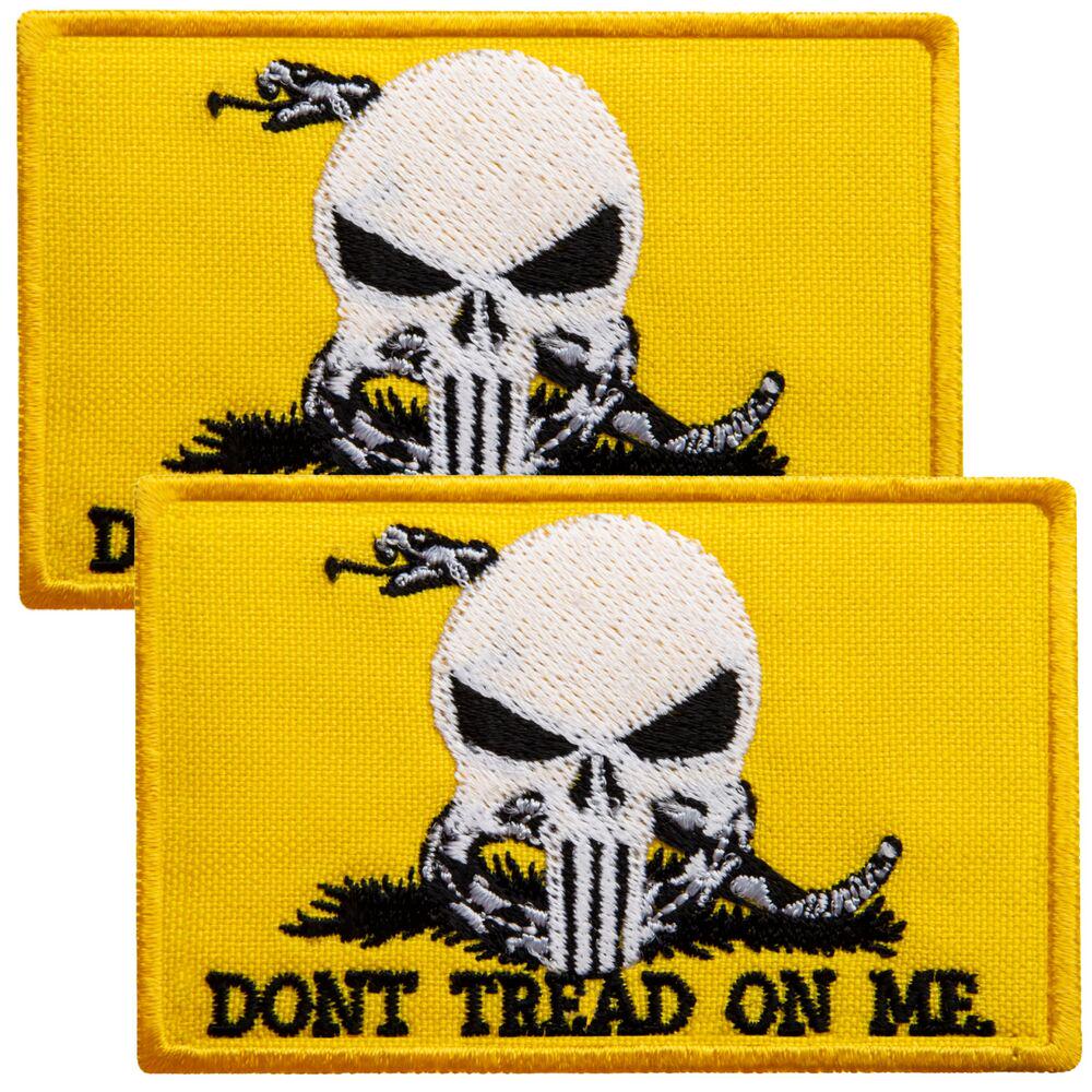 Набор шевронов с липучкой Змея Череп карателя ''Don`t Tread On Me Punisher'' 5х8 см 2 шт. Желтый (25508)