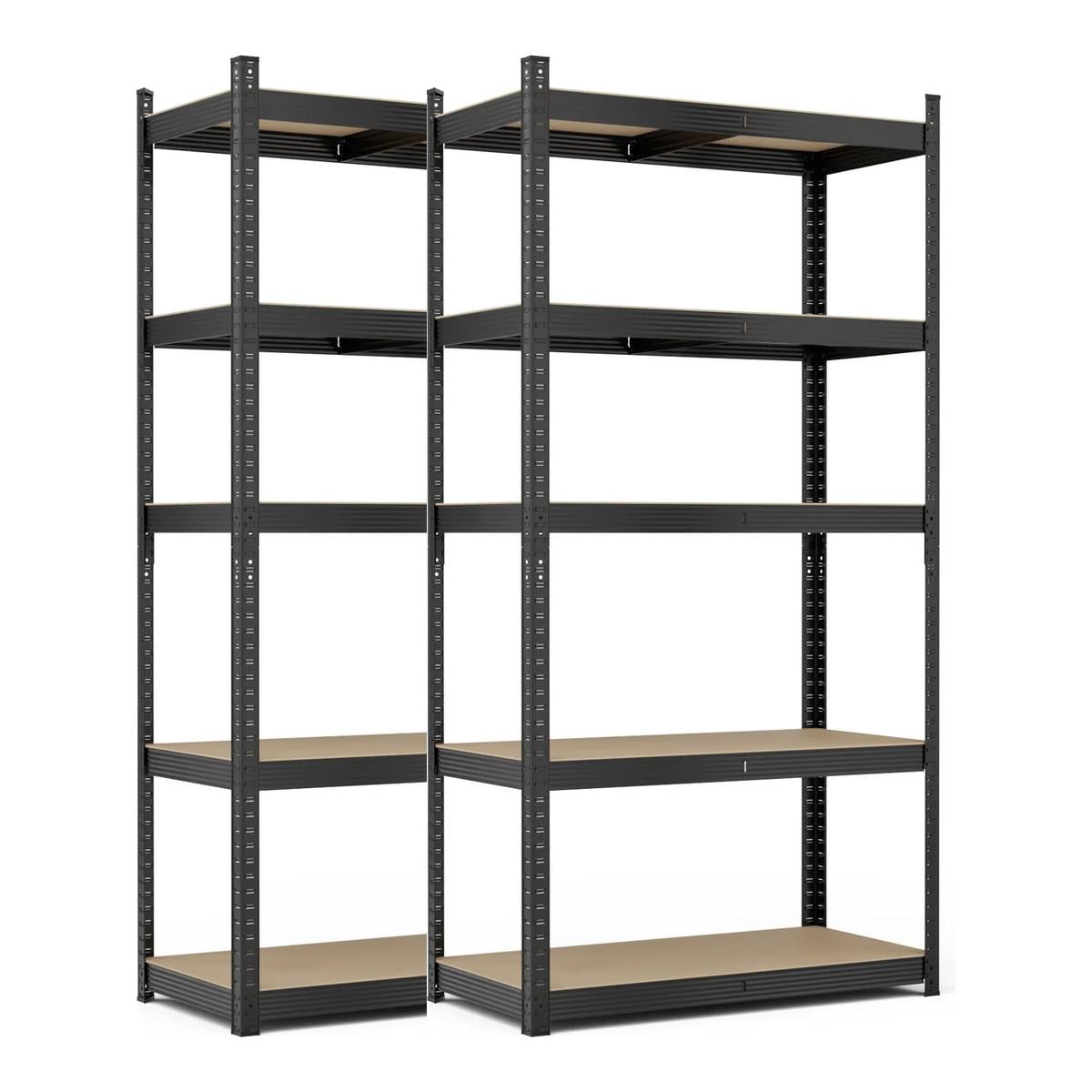 Комплект из 2 стеллажей металлических 1980x1000x500 мм черных StahlPro 5 полок МДФ