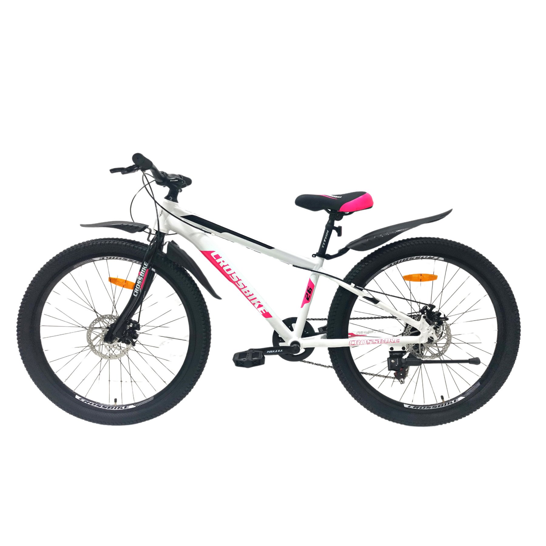 Велосипед Crossbike Dragster 2024 Rigid 26" 13" White/Pink - фото 1