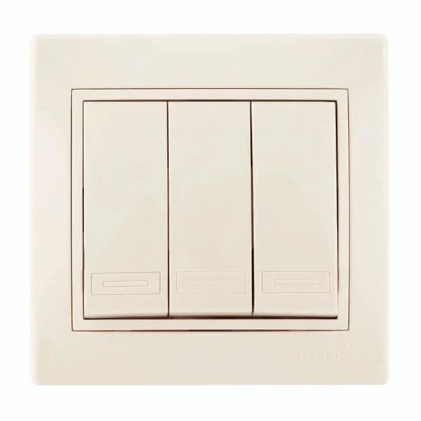 Выключатель трехклавишный Lezard Mira со вставкой Кремовый (00000000580)