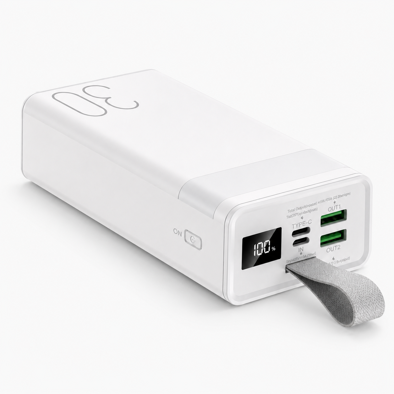 Повербанк Remax RPP-320 30000 mAh 22,5 Вт для смартфона/роутера с быстрой зарядкой/2 USB/Type-C/дисплеем/фонарем (37216420)