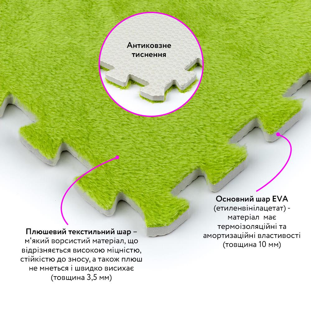 Підлога-пазл плюшевий SW-00002094 30х30х1 см Салатовий (21671234) - фото 4