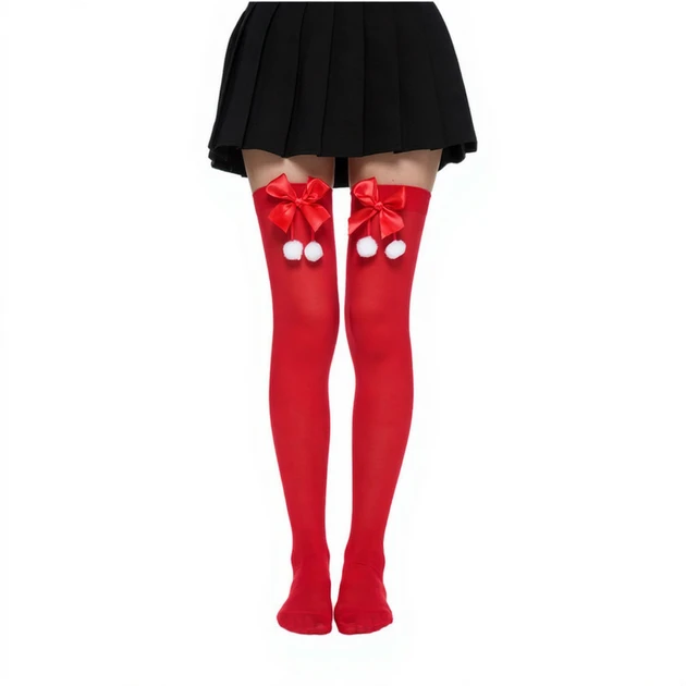 Гольфы женские Рождественские с помпоном 80 den One size Красный (2825426863) - фото 1 Гольфы женские Рождественские с помпоном 80 den One size Красный (2825426863) - фото 1