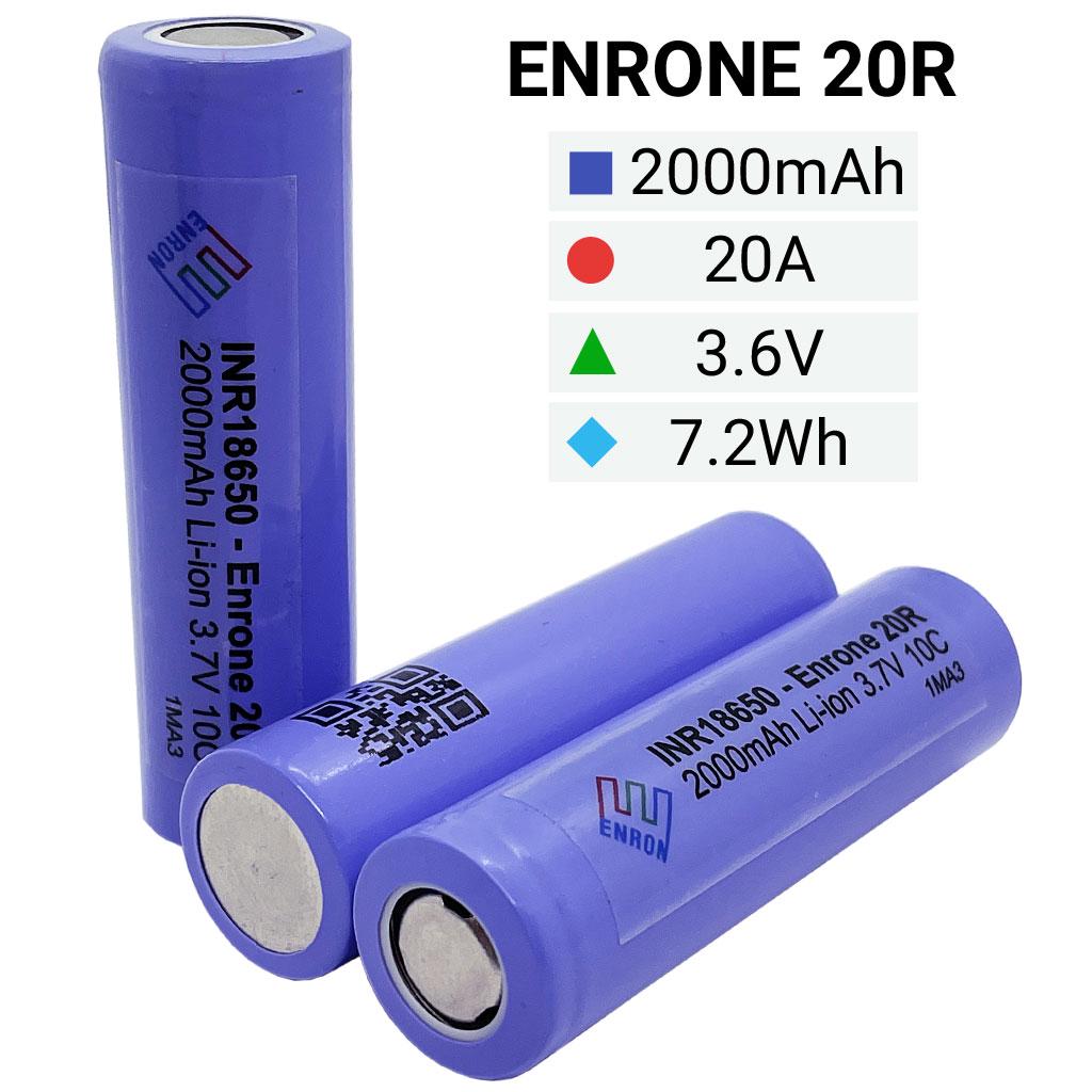 Акумулятор INR 18650 Enrone 20R високотоковий промисловий 10C 20 A Li-Ion 2000 mAh (266224) - фото 2