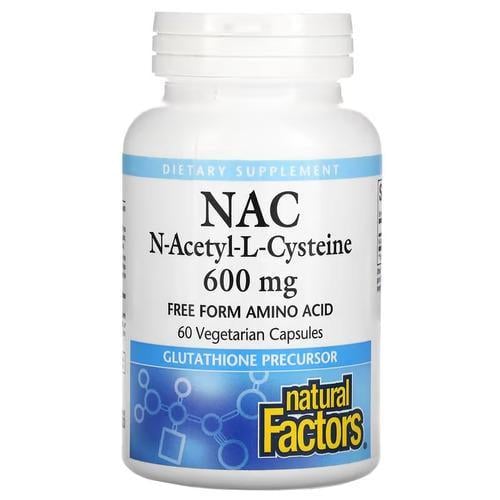 Добавка N-ацетил-L-цистеїн Natural Factors NAC 600 мг 60 Capsules (NFS-02818)