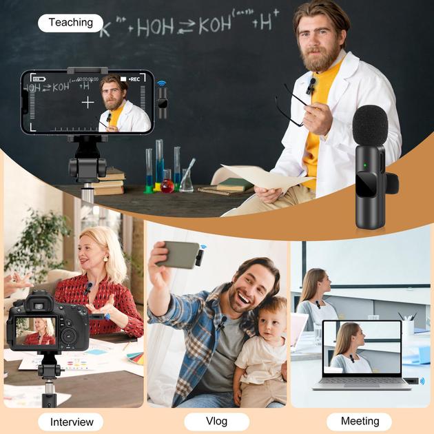 Мікрофон подвійний петличний EMISSE безпровідний для Android Type-C сумісний з iPhone 15 - фото 7