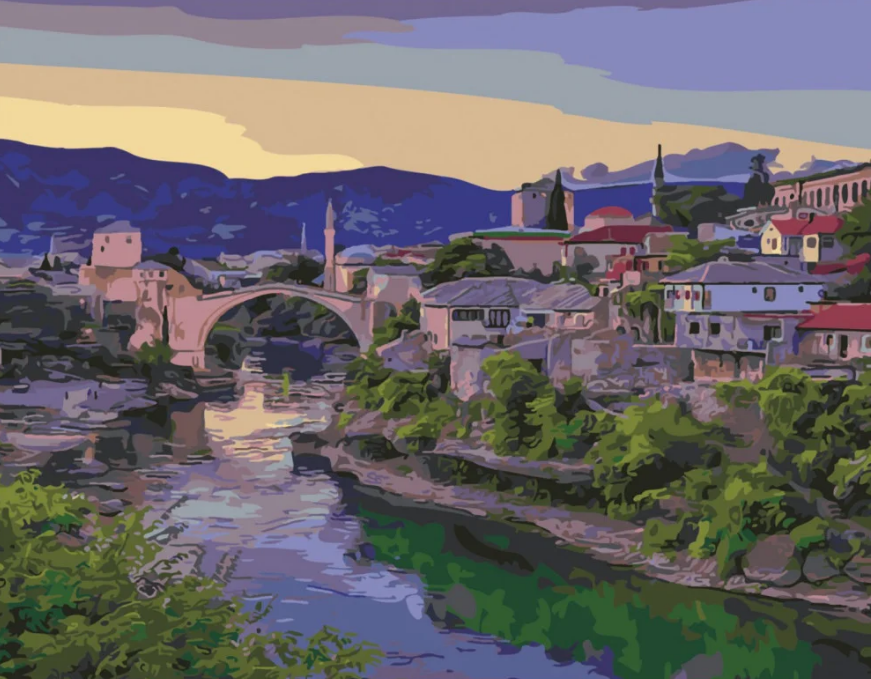 Картина по номерам Strateg Город у гор 40x50 см (SY6499)