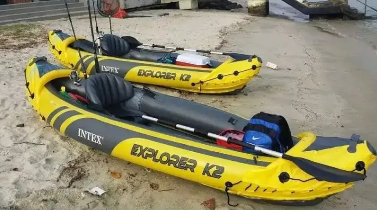 Човен-байдарка двомісний надувний Intex Challenger K2 Kayak 68307 з веслами та насосом 312x91x51 см - фото 5