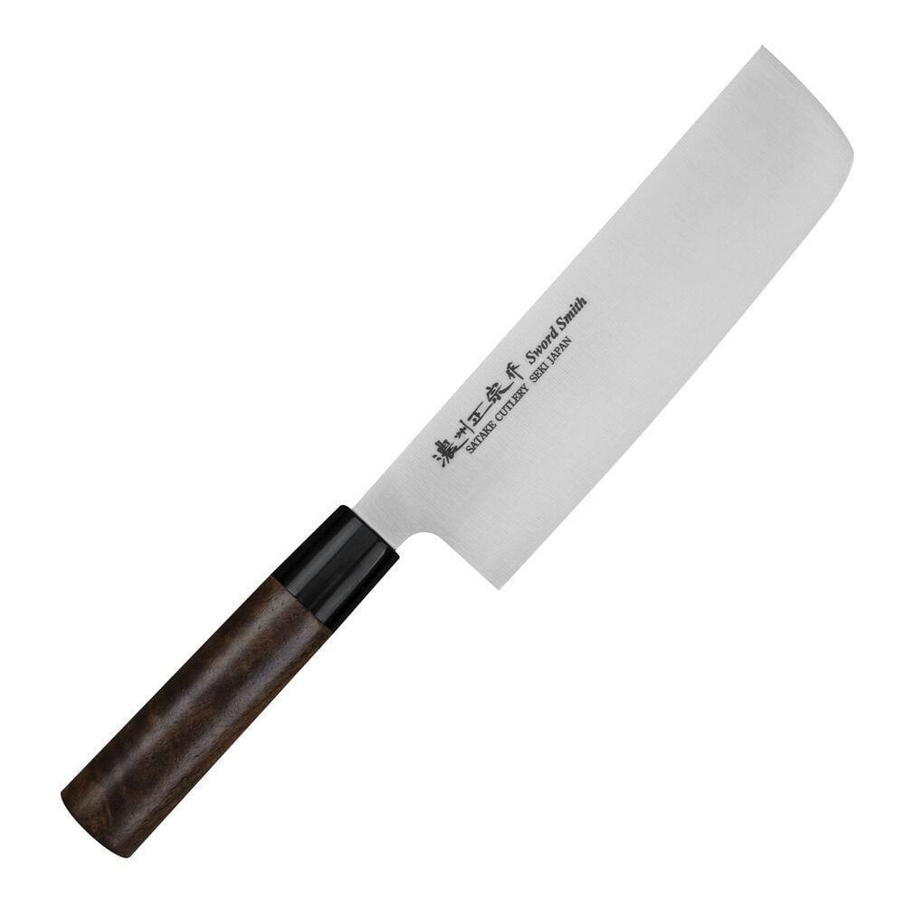 Кухонный нож-топорик для зелени/овощей накири Satake Kenta Walnut 56-58 HRc молибден-ванадиевая нержавеющая сталь 160 мм