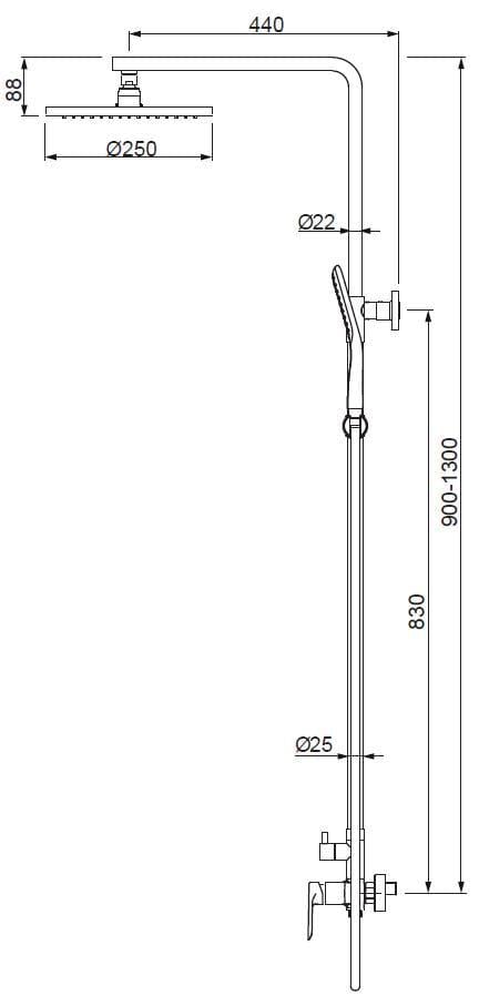 Душова колона зі змішувачем Koer KB-52028-12 2 функції (KR5311) - фото 2 Душова колона зі змішувачем Koer KB-52028-12 2 функції (KR5311) - фото 2
