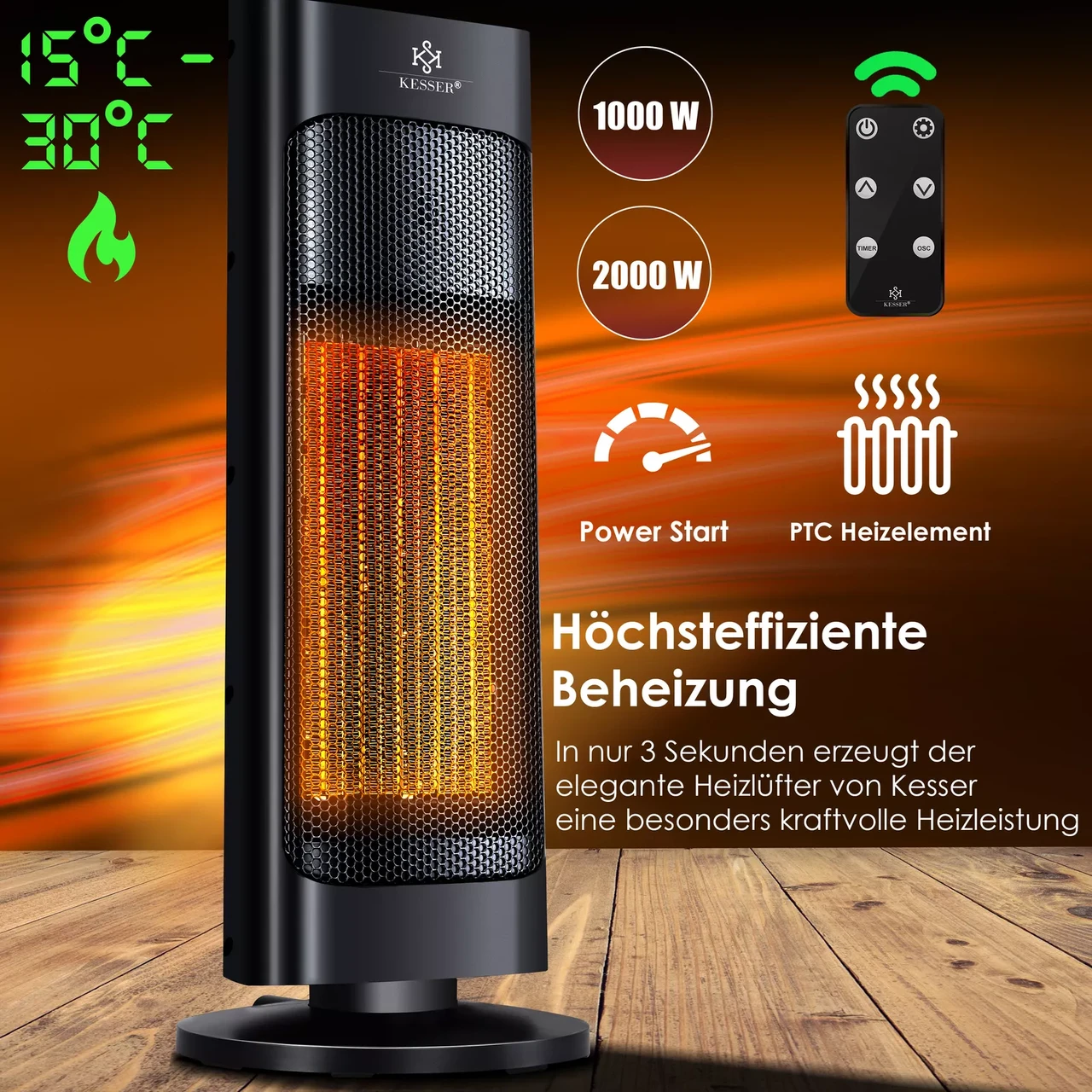 Інфрачервоний обігрівач KESSER керамічний 2000 Вт 52x9x19 см (14236sc) - фото 4 Інфрачервоний обігрівач KESSER керамічний 2000 Вт 52x9x19 см (14236sc) - фото 4