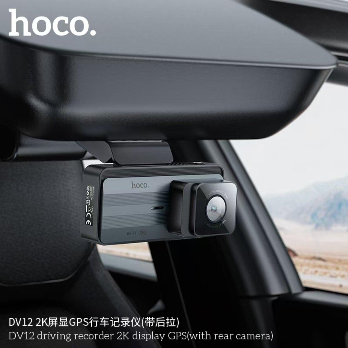 Відеореєстратор автомобільний Hoco DV12 driving recorder 2K display GPS with rear camera 3,69" Grey (6942007640176) - фото 5