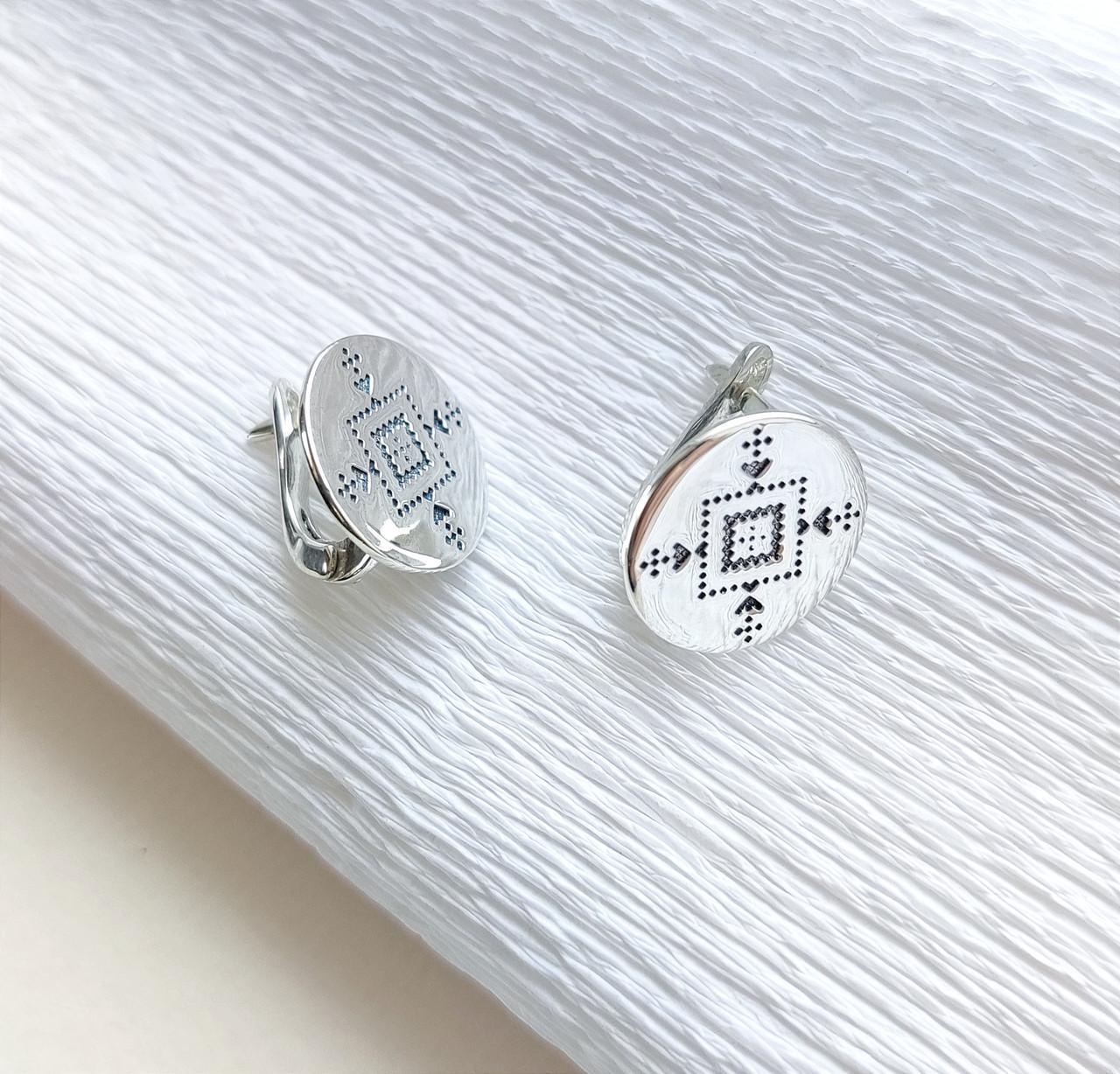 Серебряные серьги Вышиванка (240с)