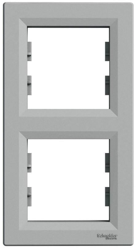 Рамка двухместная вертикальная Schneider Electric Asfora Алюминий (00000020895)