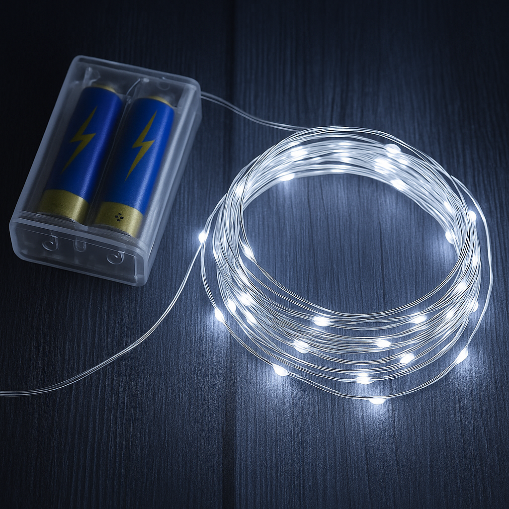 Гірлянда нитка Роса на батарейках 2хАА 5 м 50LED холодний білий - фото 2 Гірлянда нитка Роса на батарейках 2хАА 5 м 50LED холодний білий - фото 2