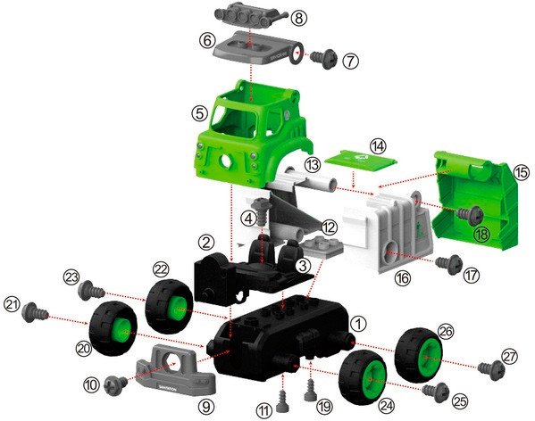 Конструктор Diy Spatial Creativity Мусоровоз LM8041-SZ-1 (CJ-1365113) - фото 2