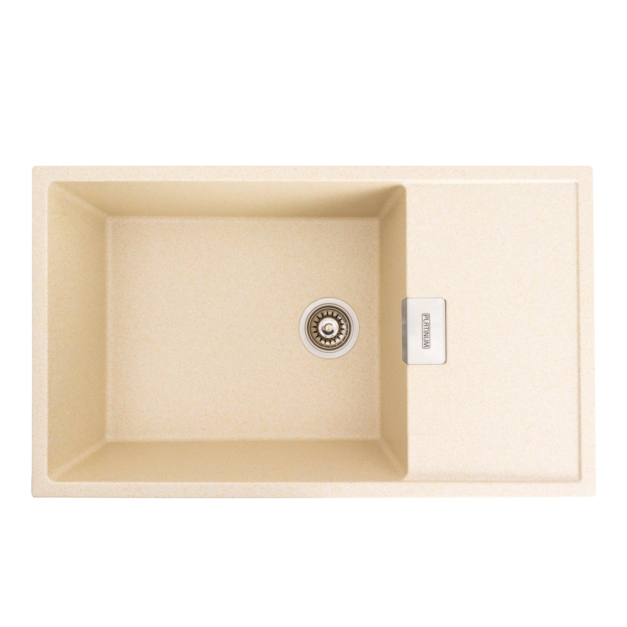 Мойка для кухни гранитная Platinum 8650 DIAMOND матовая Песочный - фото 1
