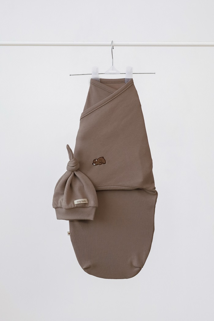 Пеленка-кокон с шапочкой детская на липучке Purl 0-3 мес. Коричневый (MG210)