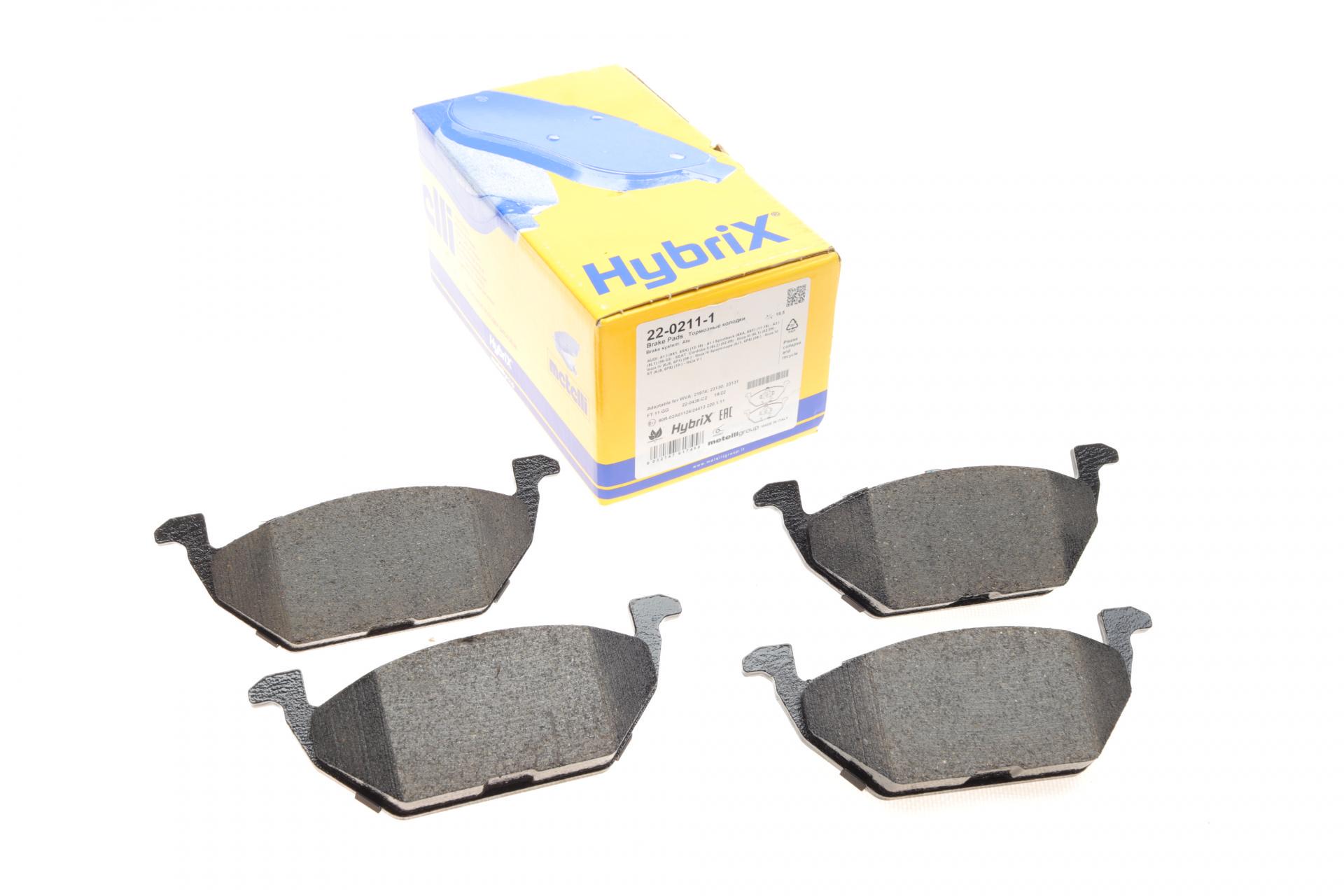 Тормозные колодки передние METELLI для Audi A3/Seat Toledo 96-04/Skoda Octavia 96-07/VW Golf 97-05/Polo 02- (22-0211-1)