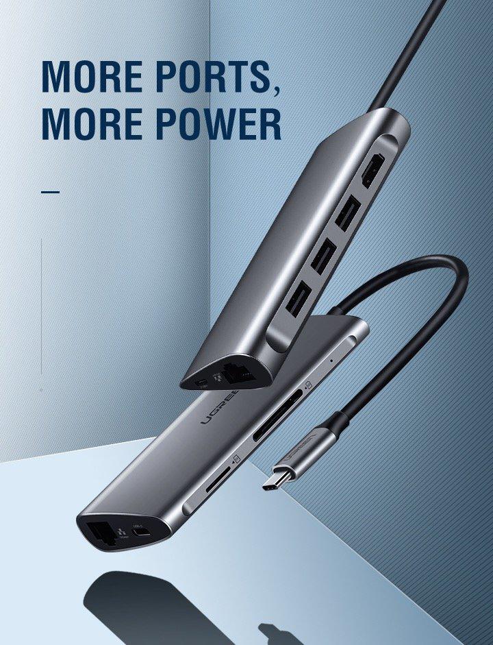 Концентратор UGREEN CM179 Multi Port 9в1 Type-C Adapter (40873) - фото 11