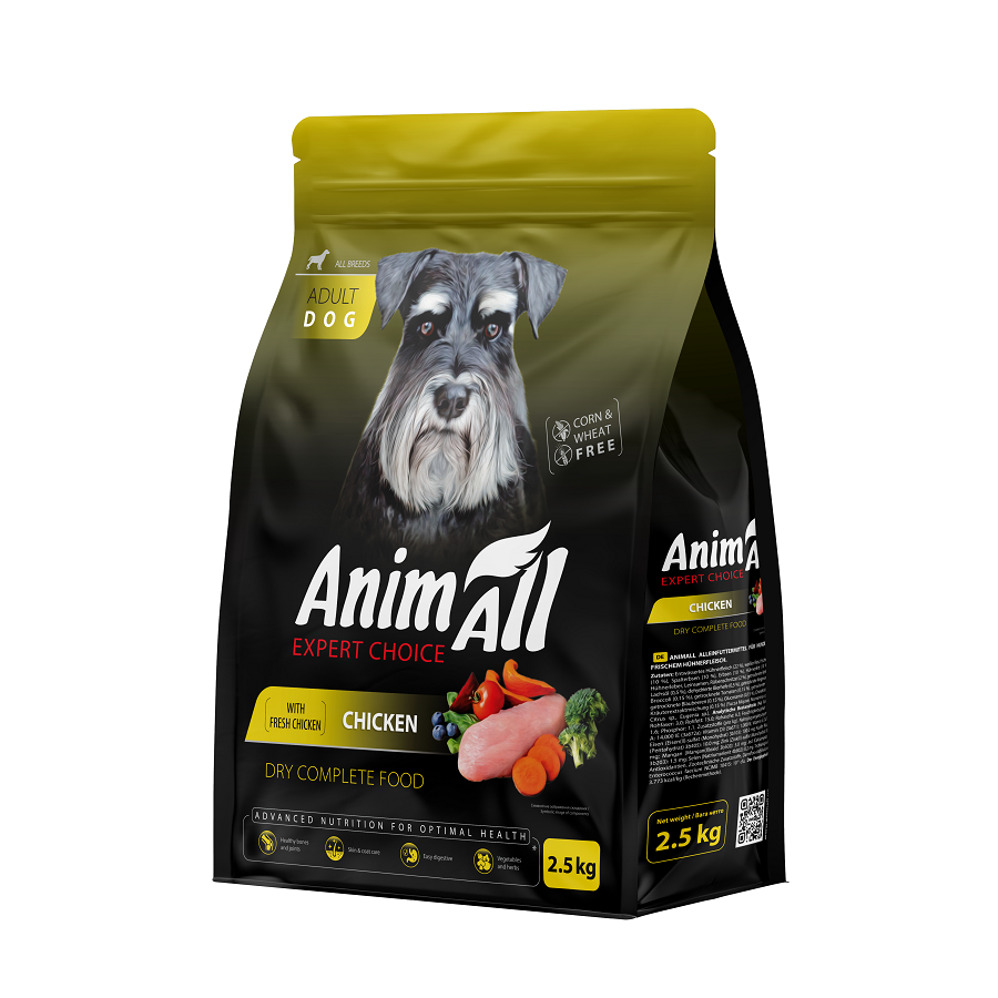 Корм для собак сухий AnimAll зі свіжою куркою, 2,5 кг Корм для собак сухий AnimAll зі свіжою куркою, 2,5 кг