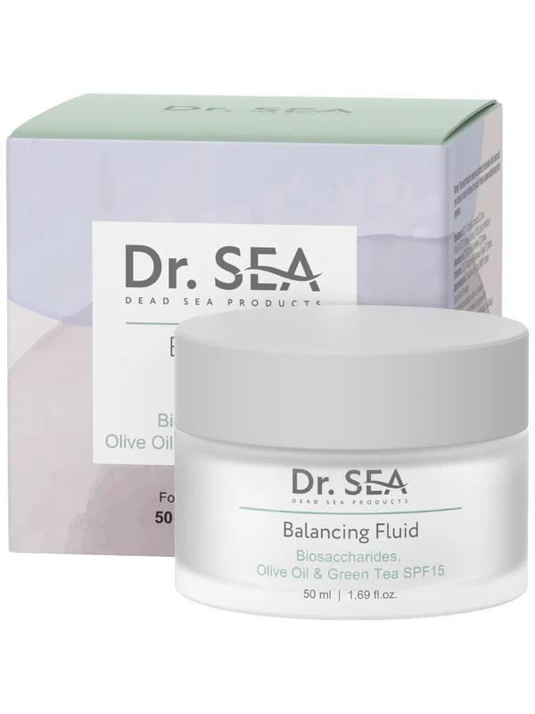 Флюїд для обличчя балансуючий Dr.Sea з біосахаридами/олією оливи/екстрактом зеленого чаю SPF15 50 мл (7293720020677)