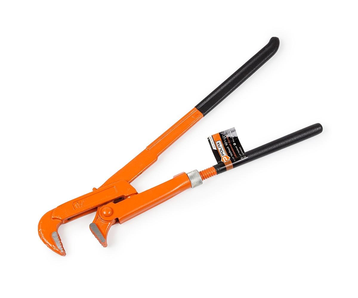 Ключ трубный Polax 90° 1-1/2" прорезиненные рукоятки (44-008)