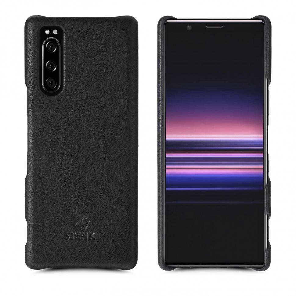 Кожаная накладка Stenk Cover для Sony Xperia 5 Черный (69452)