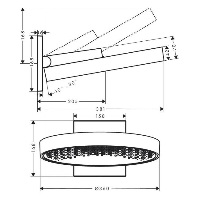 Верхний душ Hansgrohe RAINFINITY 26230000 360 мм с кронштейном Хром (71653) - фото 2