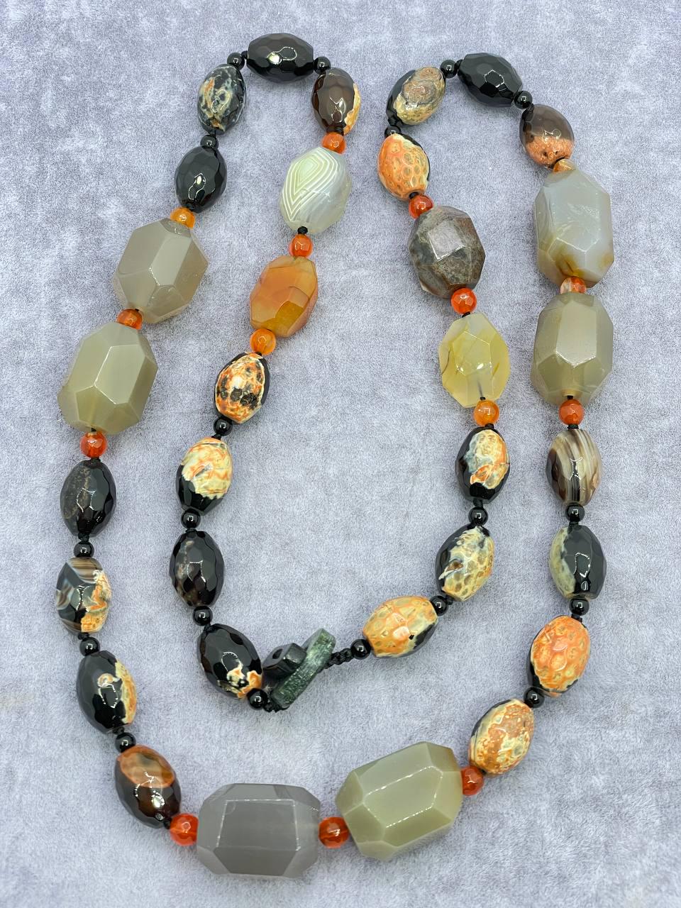 Бусы агат 70 см Разноцветный (601)