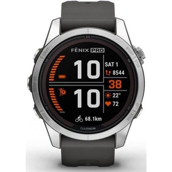 Смарт-годинник Garmin Fenix 7S Pro Solar Silver Band Graphite (010-02776-00/01) - фото 2 Смарт-годинник Garmin Fenix 7S Pro Solar Silver Band Graphite (010-02776-00/01) - фото 2