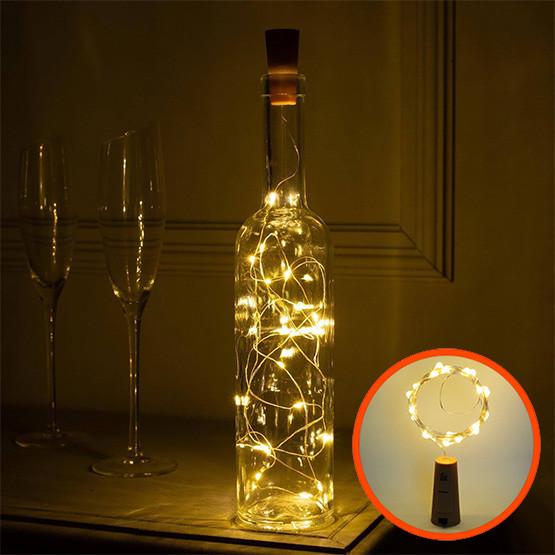 Гирлянда нить на батарейках Роса с пробкой 10LED тепло-белый свет