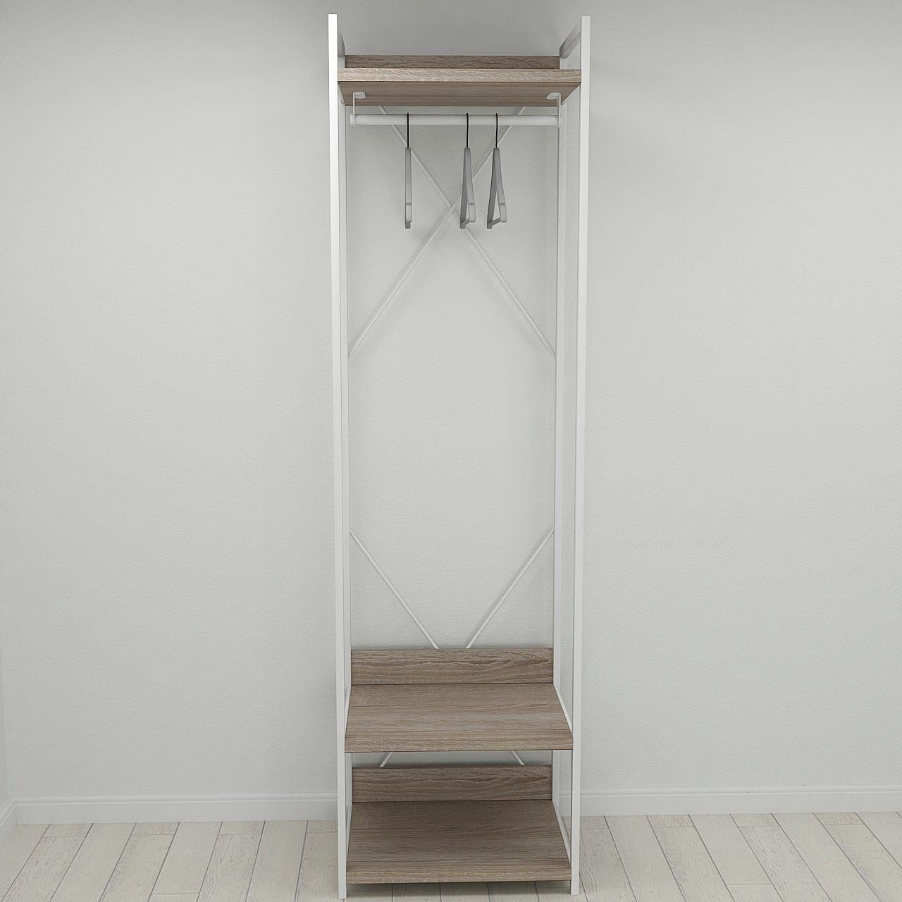 Шкаф Ferrum-decor Гардероб Уни секция 1 серии Конект металл/ДСП 32 мм 220x60x50 см Белый/Дуб Сонома Трюфель (FRD-104510)