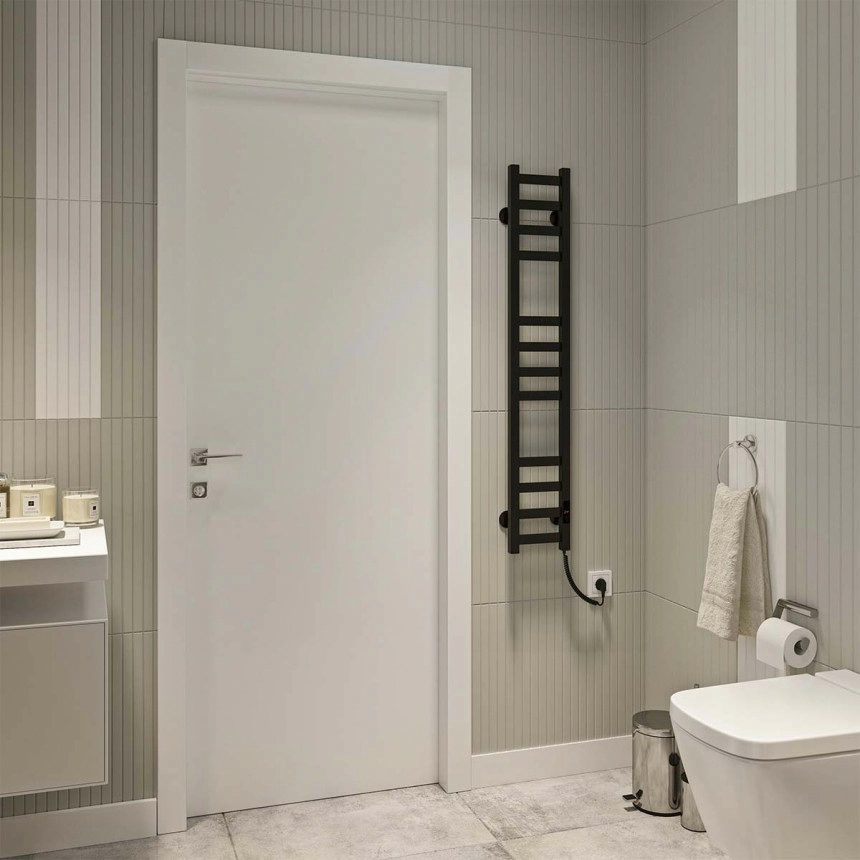 Полотенцесушитель Deffi Magnus П12 электрический Е правое подключение 200х1200 см Черный