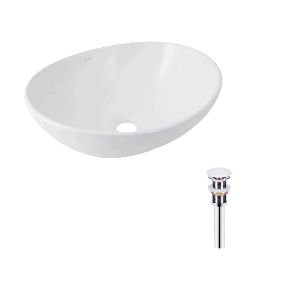 Раковина накладная Qtap Dove 415x340x140 мм овальная с донным клапаном White (47308)