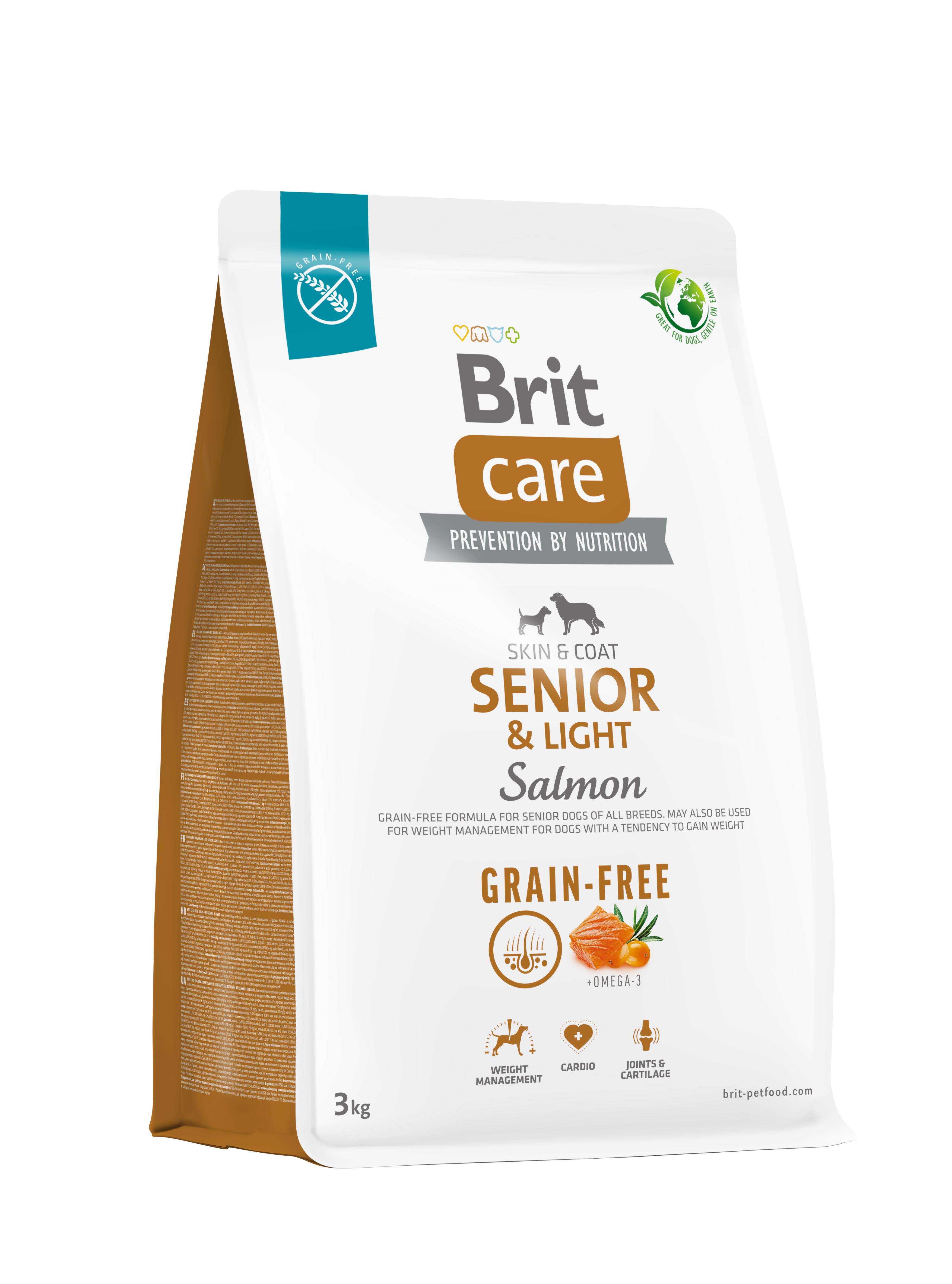 Корм для стареющих собак Brit Care Dog Grain-free Senior & Light беззерновой с лососем 3 кг (172206) - фото 1