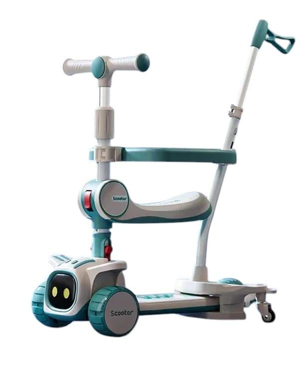 Самокат Skyper 5в1 колеса PU 125х40 мм зі світлом/платформа з підсвічуванням/звук/бампер Бирюзовий (TY-2175)