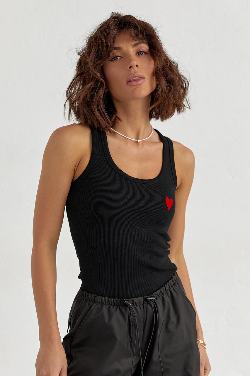 Майка женская трикотажная с сердцем M Черный (10905211)