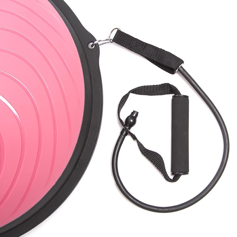 Полусфера для фитнеса с эспандерами Zelart BOSU MINI SPOINT FI-1936 Черный/Розовый (DR004893) - фото 2