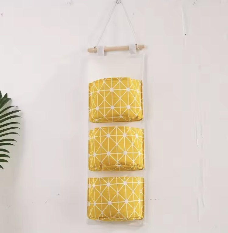 Органайзер на двері підвісний 3 кишені лляні Жовтий (30822514)