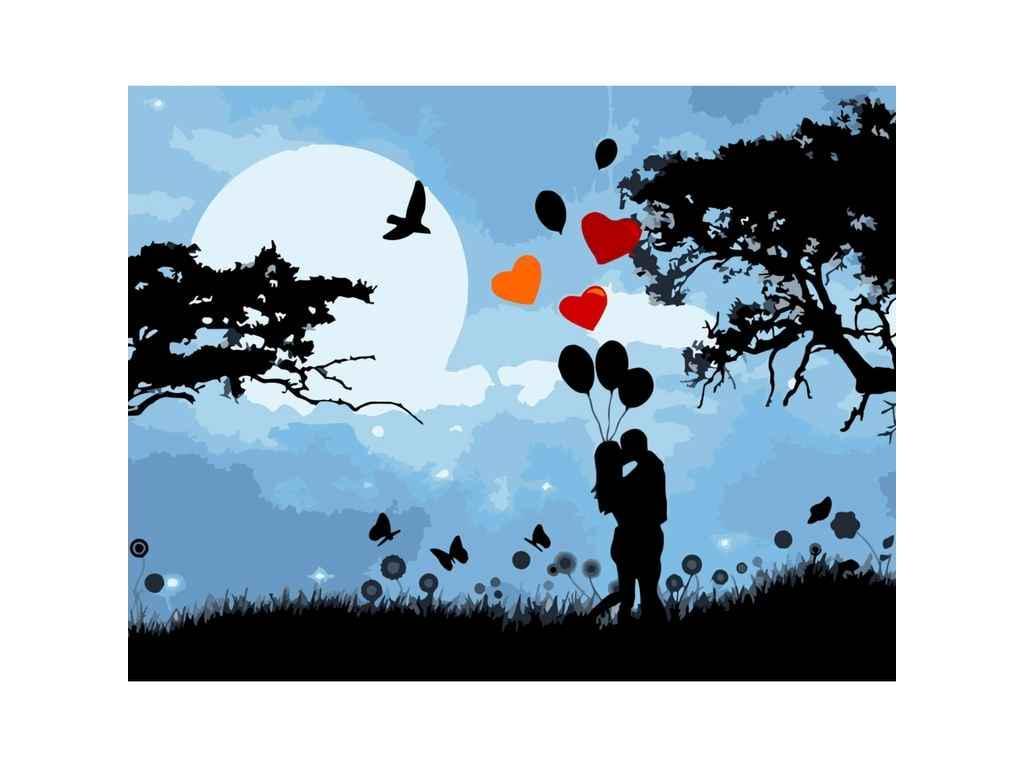 Картина по номерам Strateg Влюбленные в лунную ночь 40х50 см (SY6771)