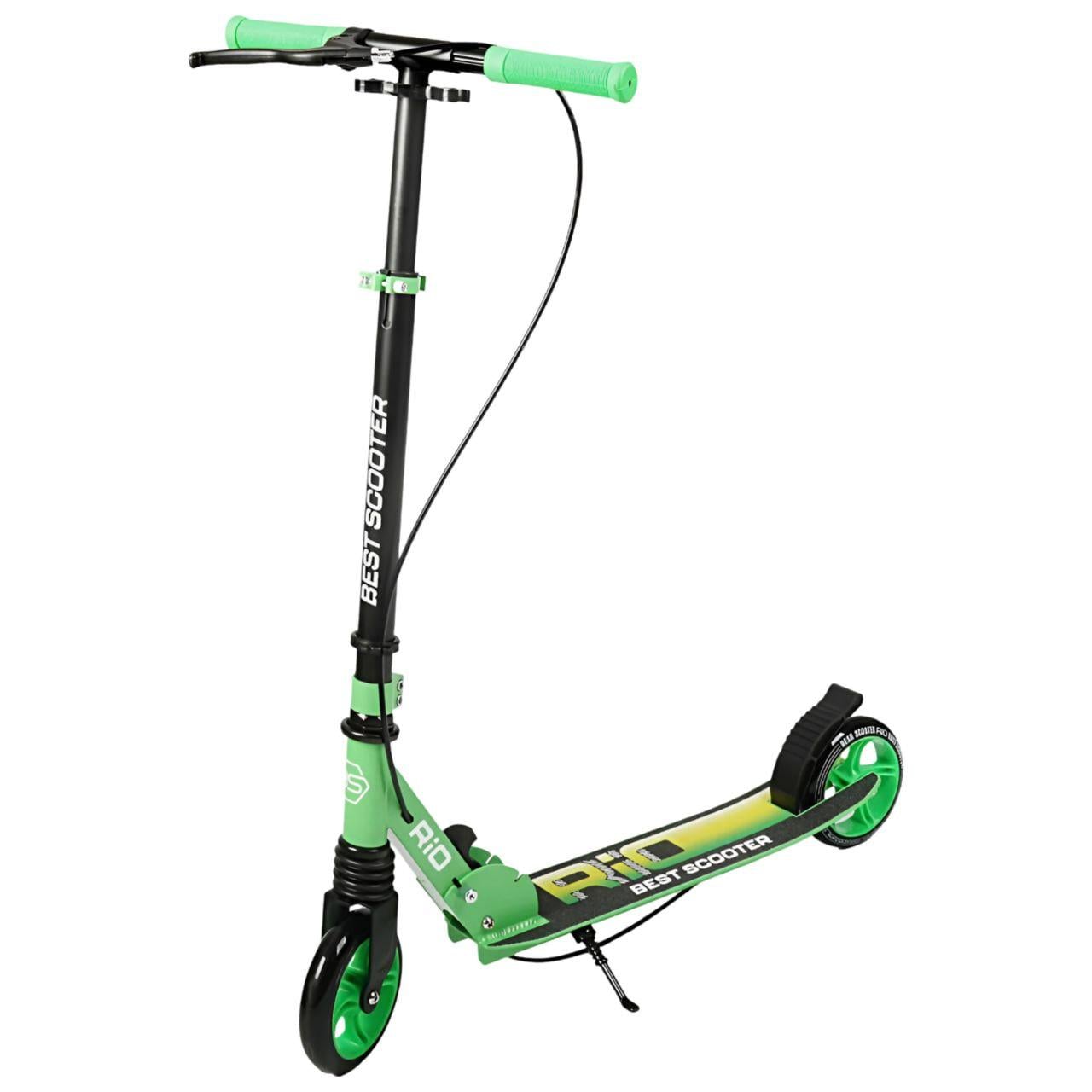 Самокат двухколесный Best Scooter Rio R-15800 колеса PU 145 мм передний амортизатор ручной тормоз Зеленый (35050246)