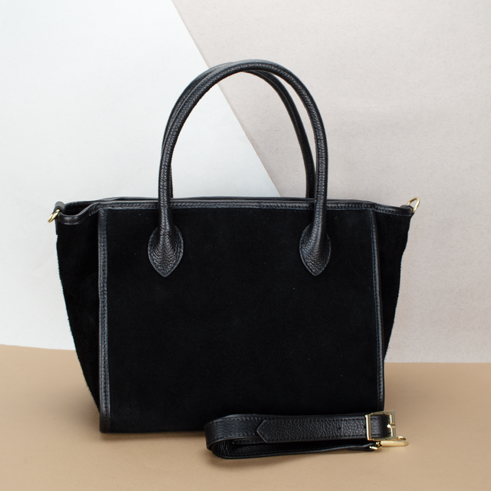 Сумка жіноча замшева Virginia Conti 03756 з 2 ручками Чорний (2415859321) - фото 1