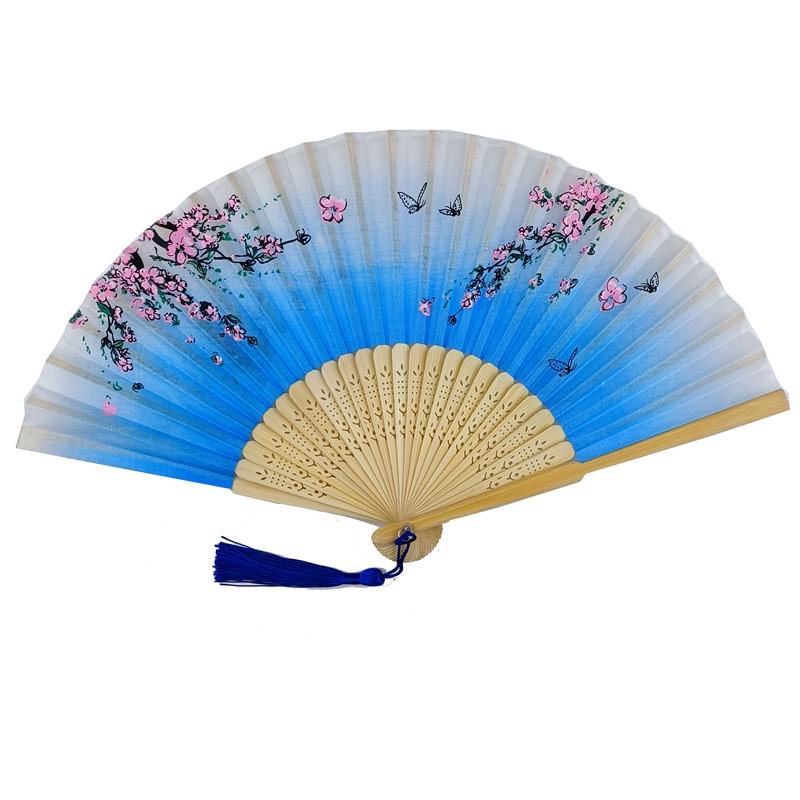 Віяло дерев'яне 21х37 см Блакитний (C4060)